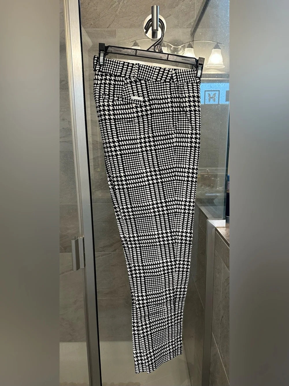 Michael Kors Black and White Houndstooth Slim Pants